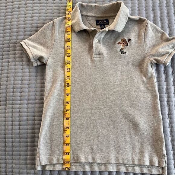 Polo Ralph Lauren Grey Two Button Polo w/ Polo Bear Kicking Rugby Ball Size 7 - Picture 6 of 10